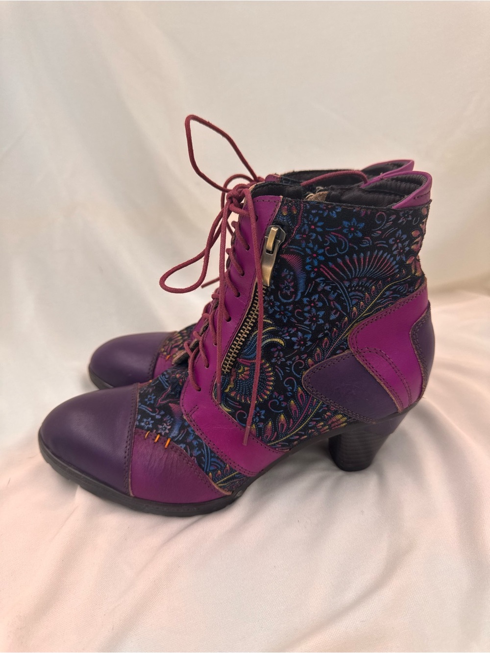 Metcandy "Timeless Grace" Floral Ankle Boots Size 39